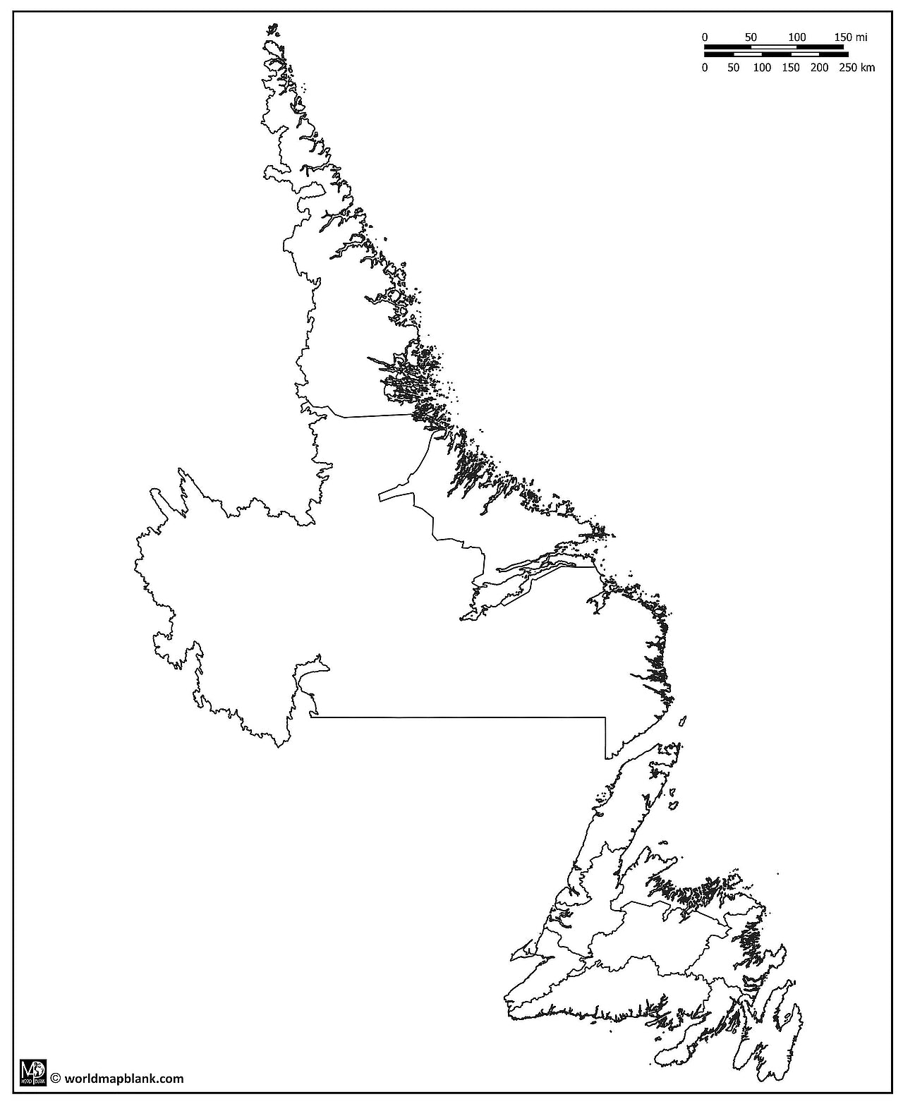 Blank Map of Newfoundland and Labrador