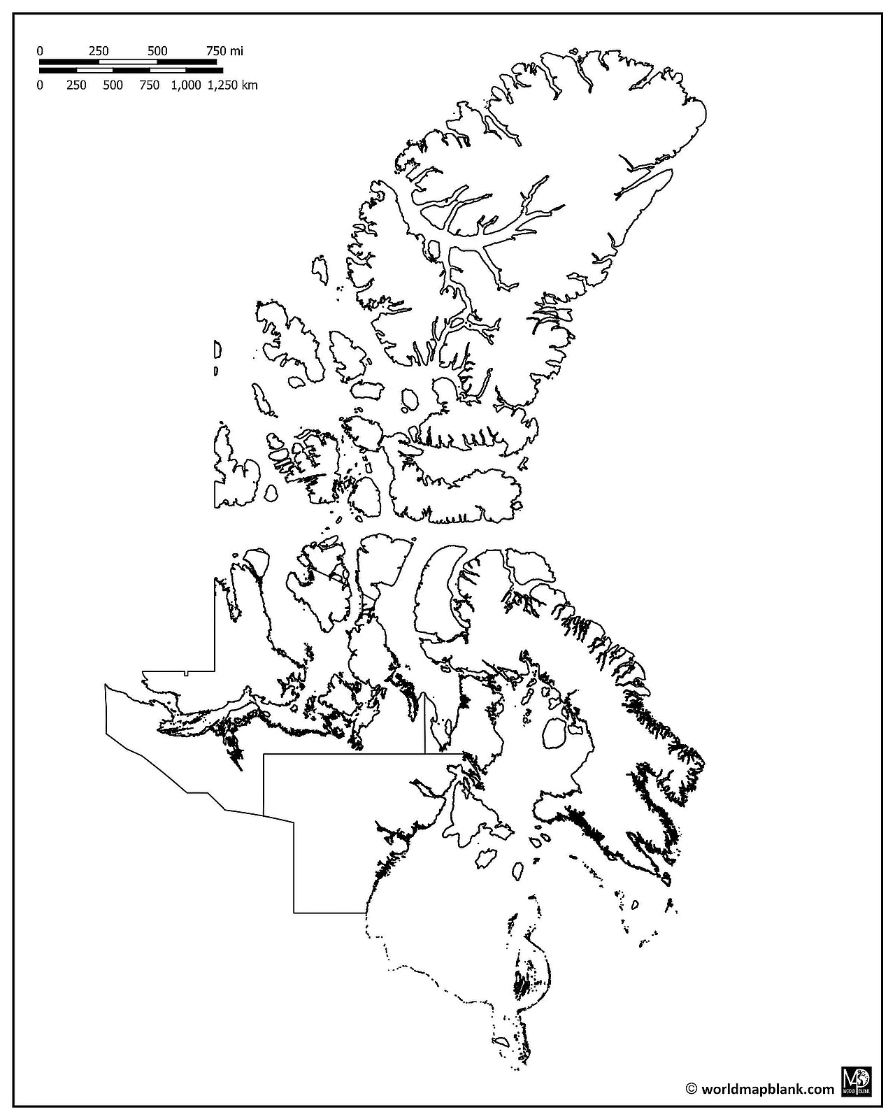 Blank Map of Nunavut