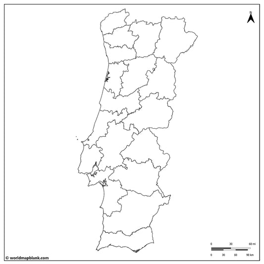 🇵🇹 Blank Map of Portugal