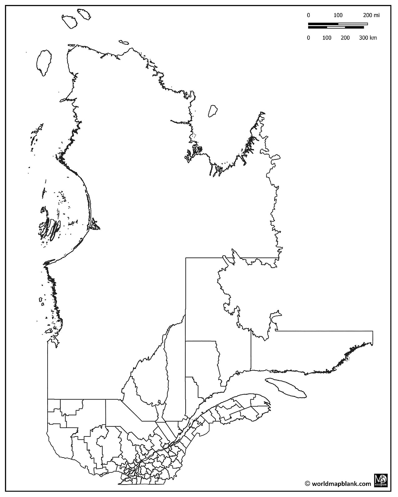 Blank Map of Quebec