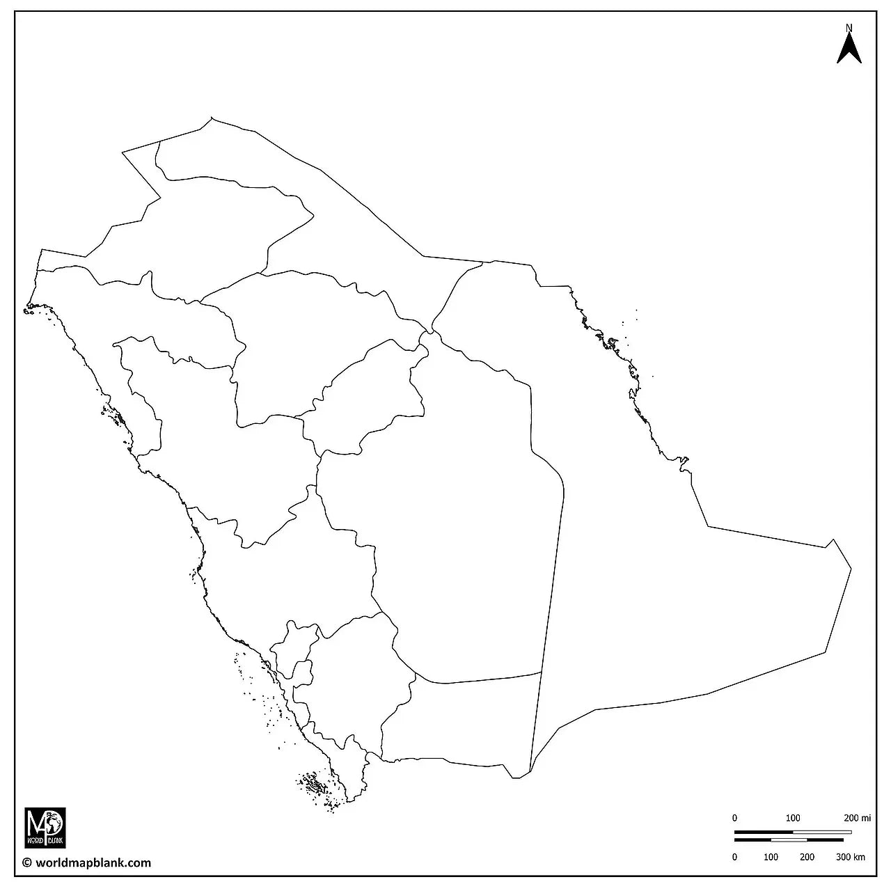 🇸🇦 Blank Map of Saudi Arabia
