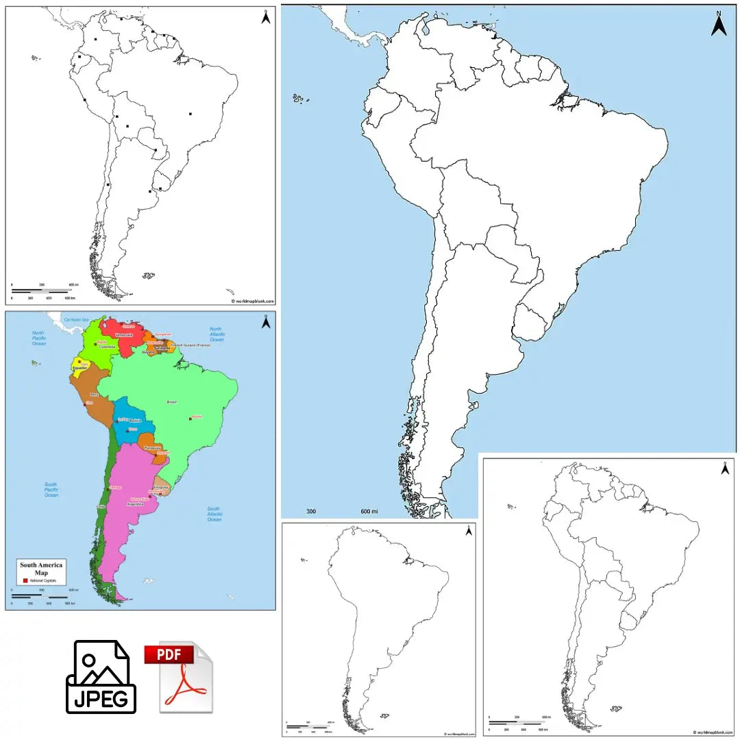 🌎 Blinde kaart van Zuid-Amerika