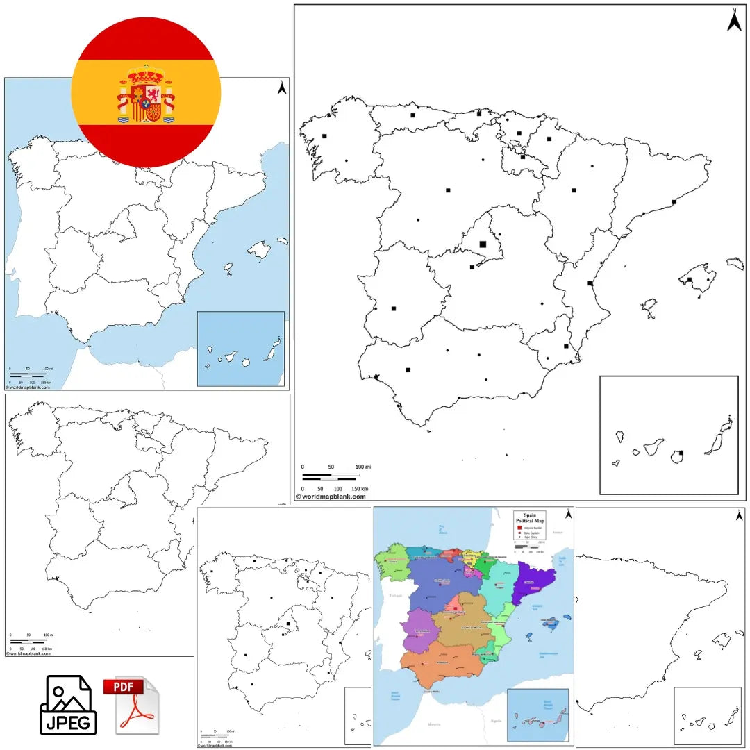 🇪🇸 Blinde kaart van Spanje