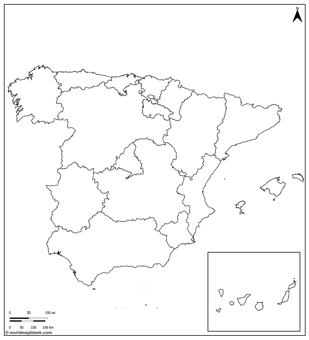 🇪🇸 Blinde kaart van Spanje