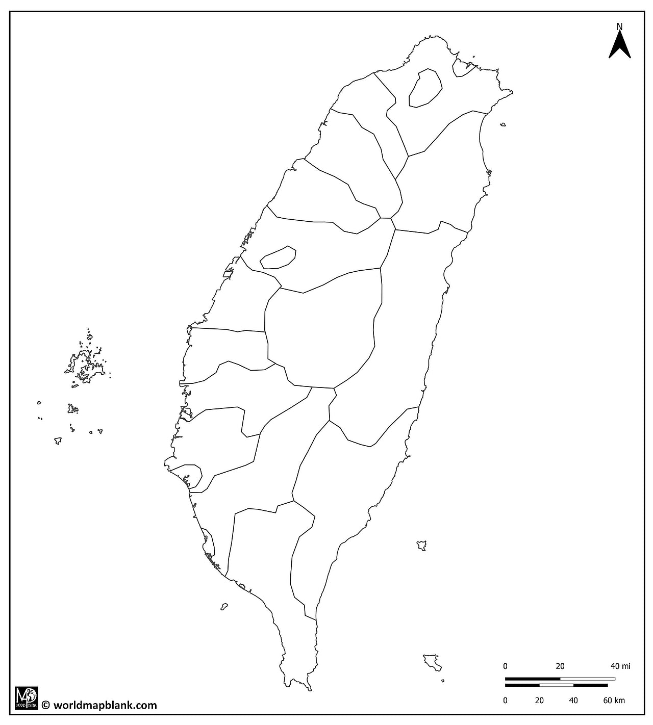 🇹🇼 Blank Map of Taiwan