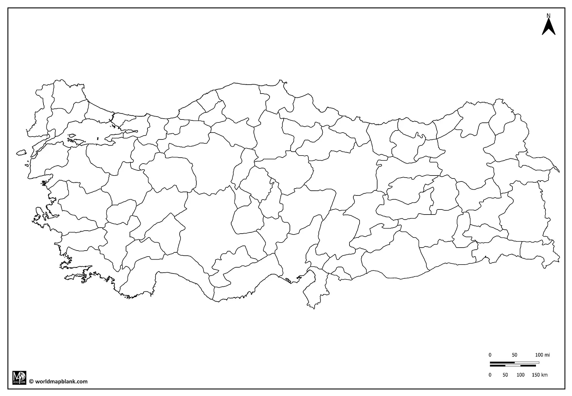 🇹🇷 Blank Map of Türkiye