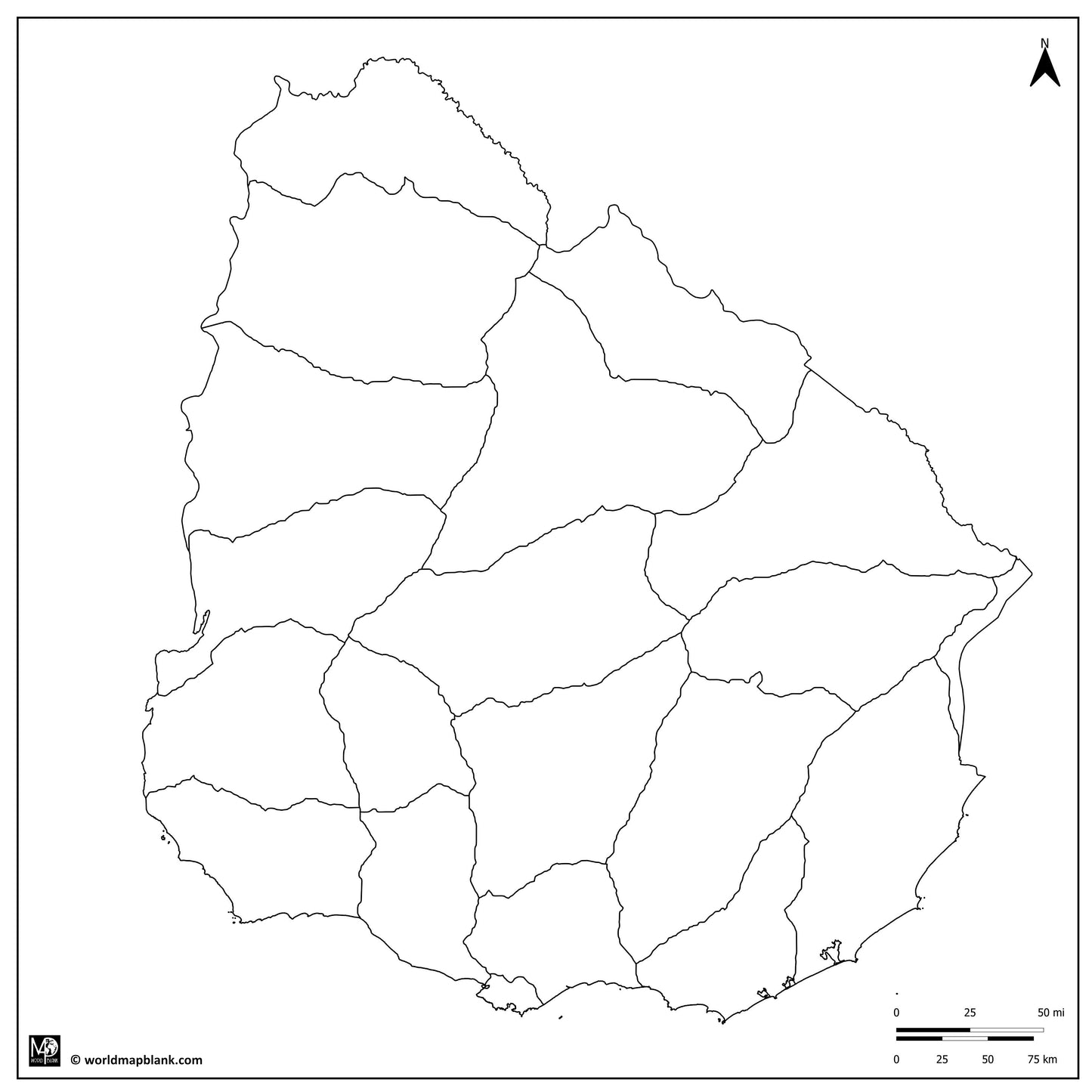 🇺🇾 Blank Map of Uruguay