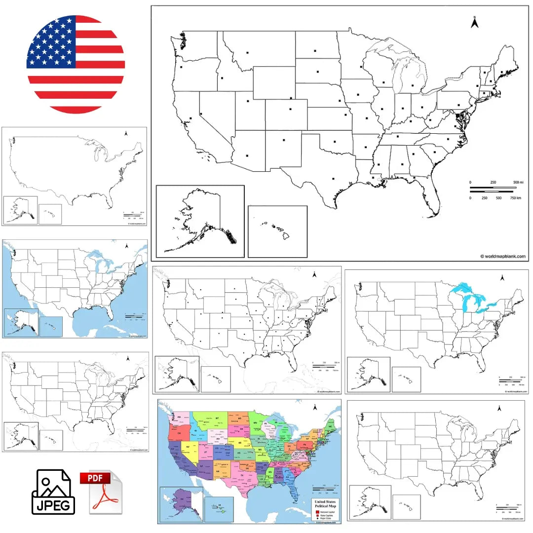 🇺🇸 Stumme Karte der USA