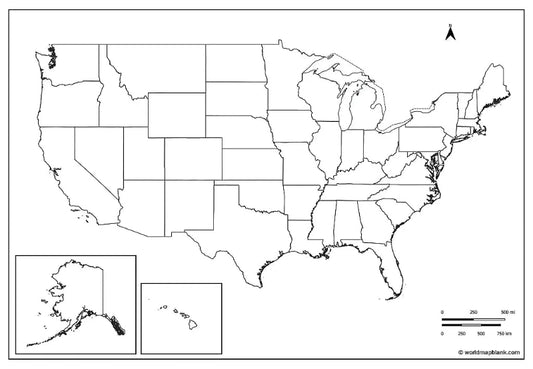 🇺🇸 Blank Map of the USA