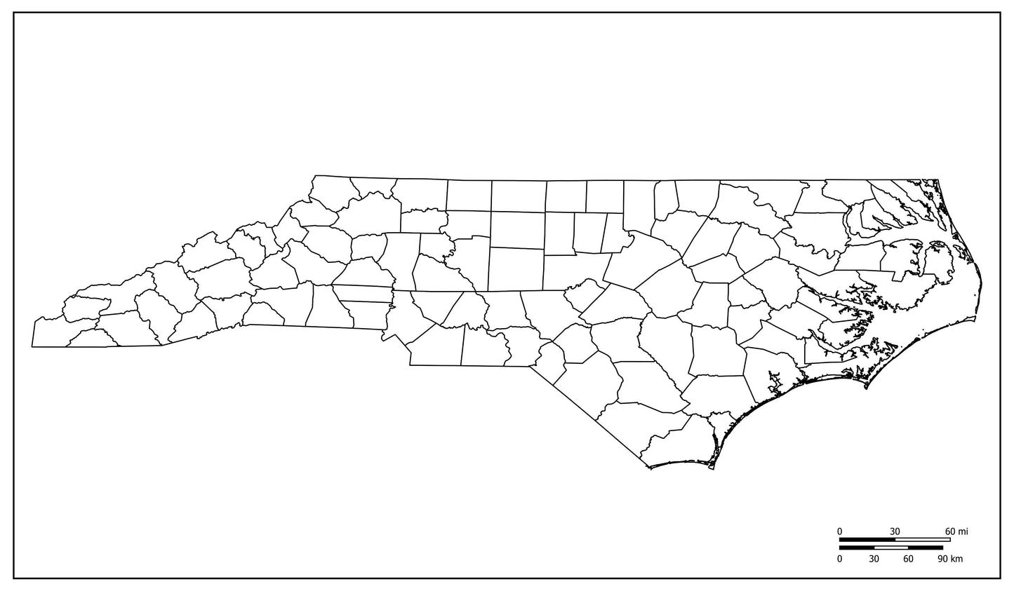 Blank Map of North Carolina
