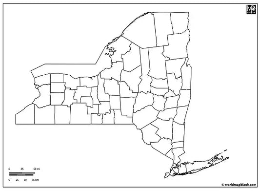 Blank Map of New York