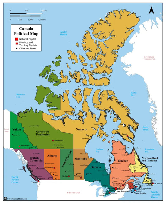 🇨🇦 Labeled Map of Canada with Provinces