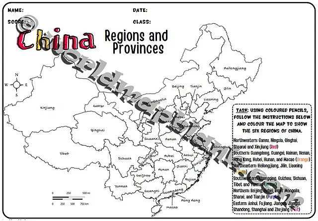 🇨🇳 China Map Worksheets: Regions, Provinces & Capitals