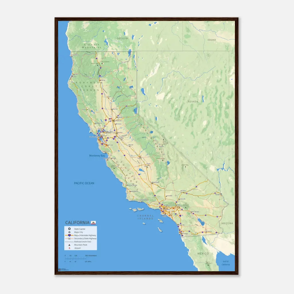California Wall Map [Poster or Framed]