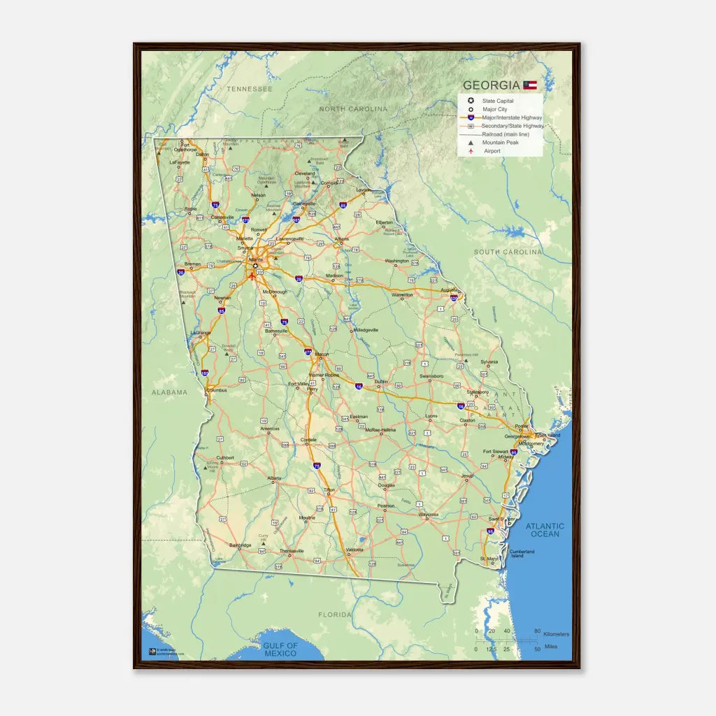 Georgia Wall Map [Poster or Framed]
