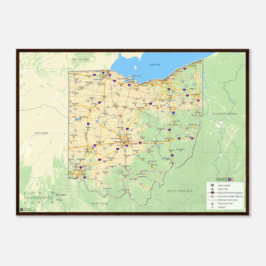 Ohio Wall Map [Poster or Framed]