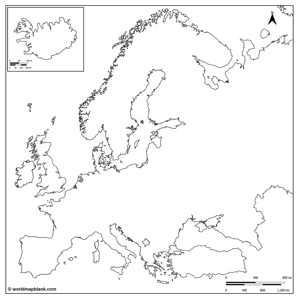 🇪🇺 Stumme Karte von Europa