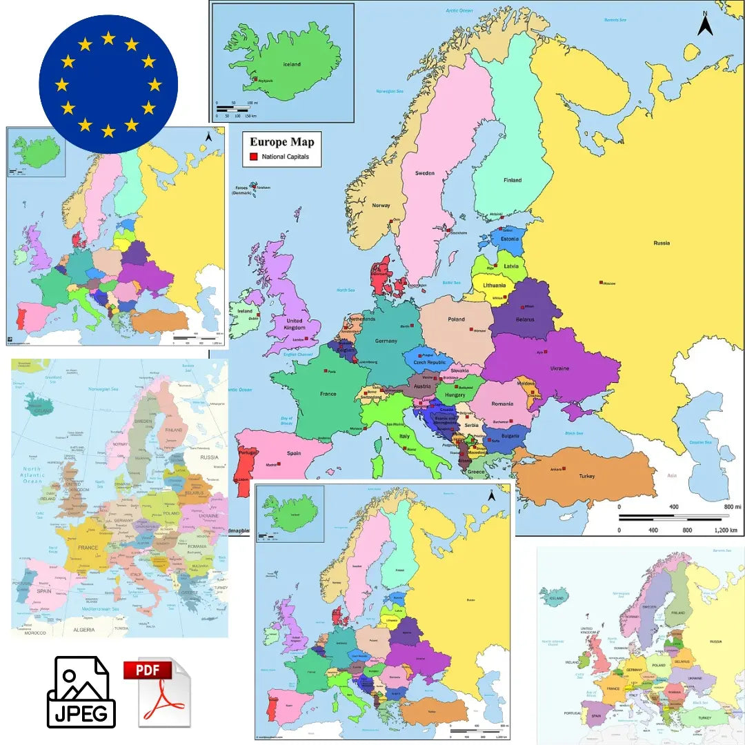 🇪🇺 Mapa político de Europa con países