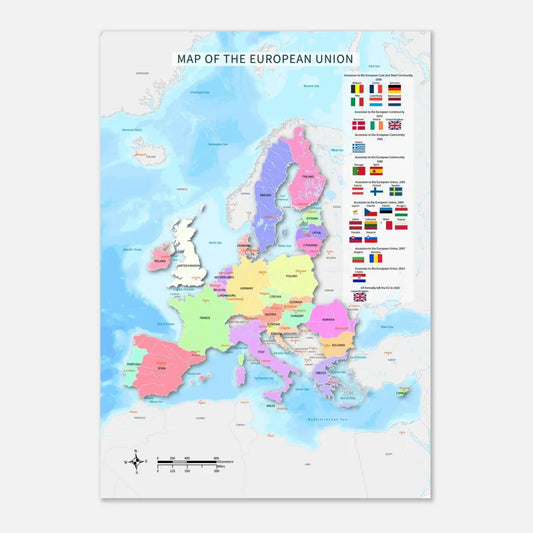 🇪🇺 European Union Map with Flags Poster