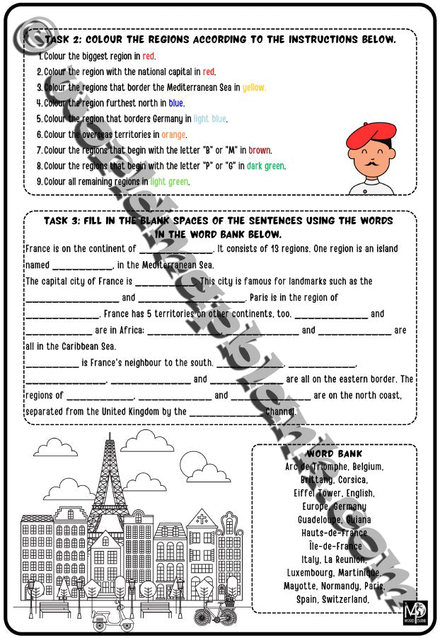 🇫🇷 France Map Worksheets: Regions, Capitals & Cities