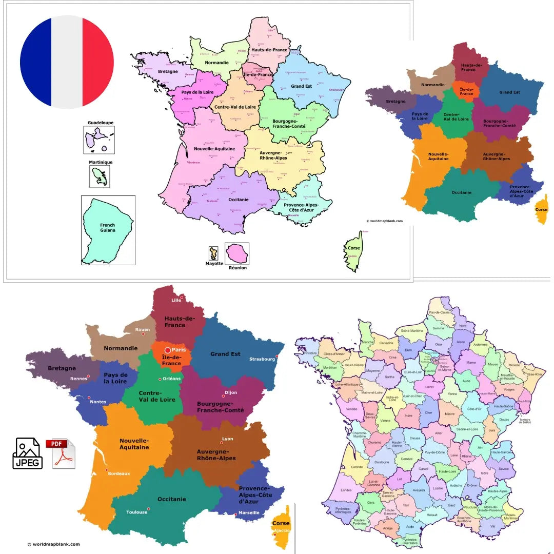🇫🇷 Karte von Frankreich mit Regionen