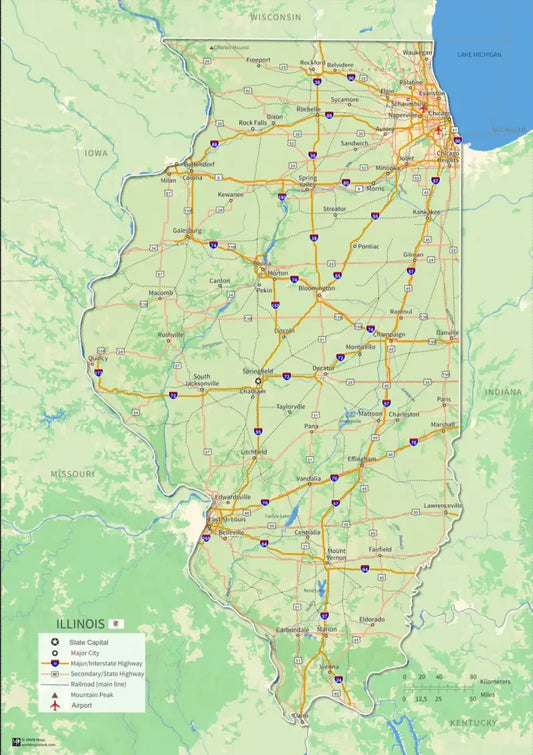 Printable Illinois Map [PDF, JPEG, PNG]