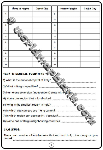 🇮🇹 Italy Map Worksheets: Regions & Capitals