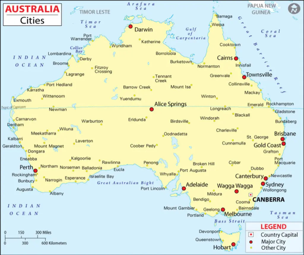🇦🇺 Labeled Political Map of Australia