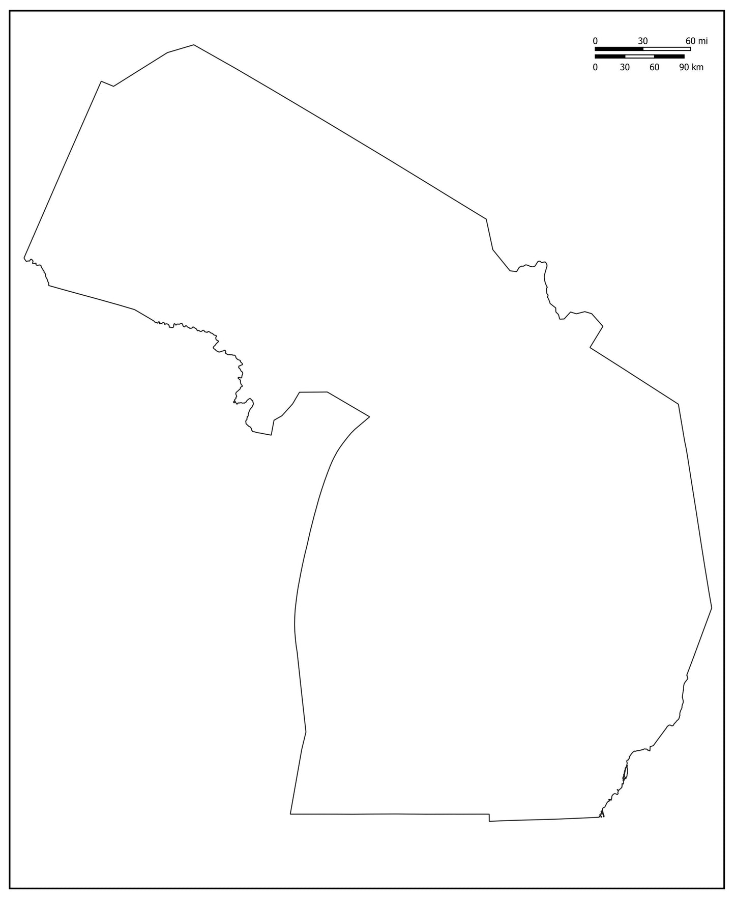Blank Map of Michigan
