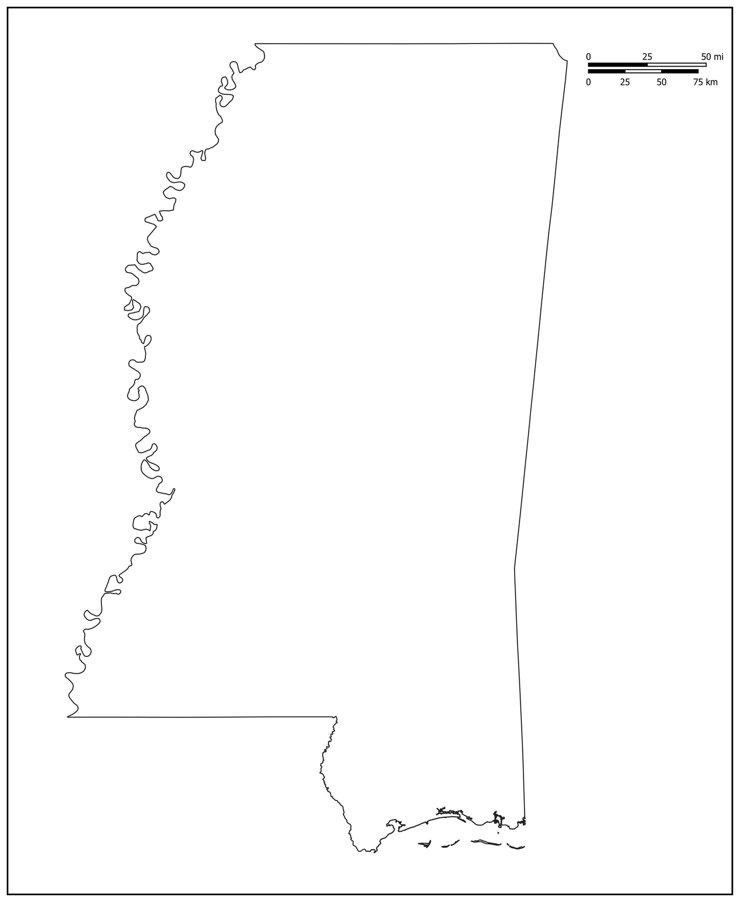 Blank Map of Mississippi