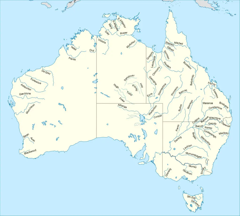🇦🇺 Map of Australia with Rivers