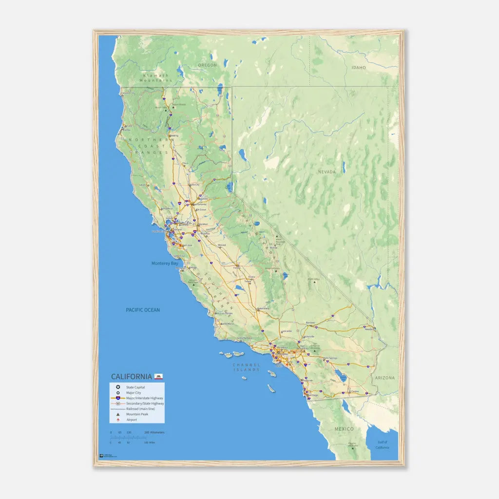 California Wall Map [Poster or Framed]