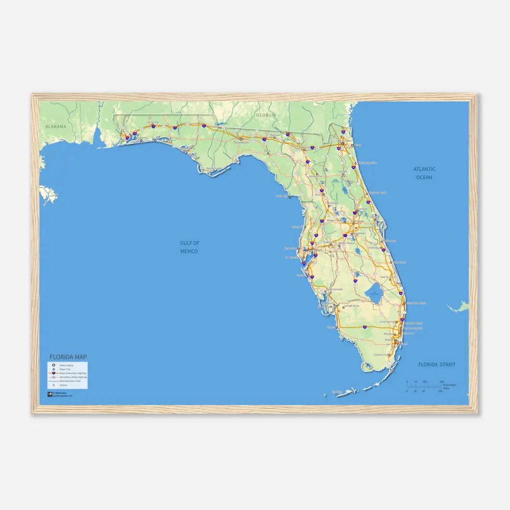 Florida Wall Map [Poster or Framed]