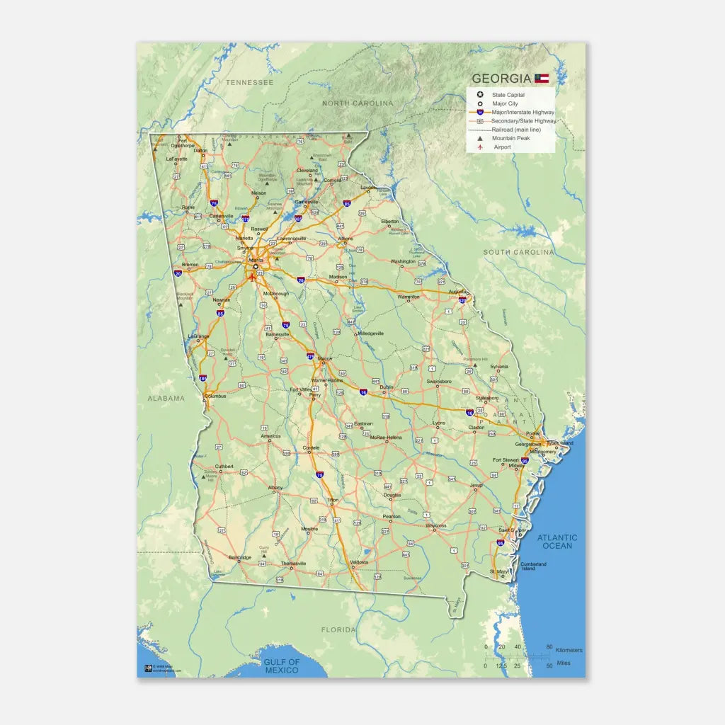 Georgia Wall Map [Poster or Framed]