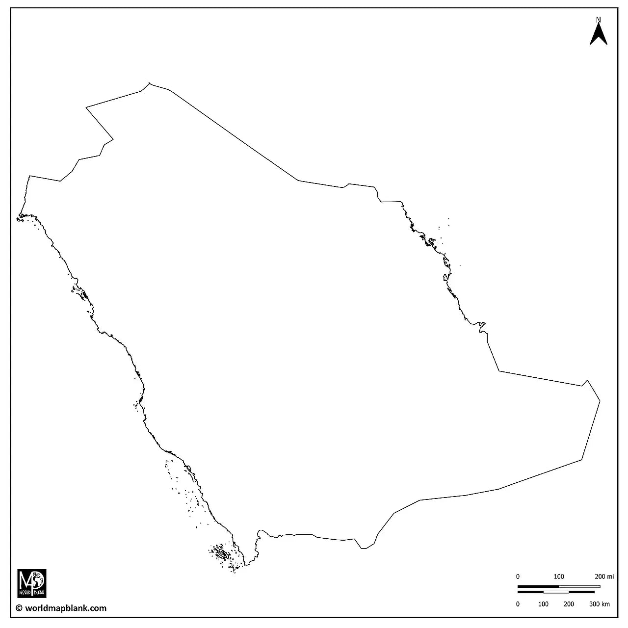 🇸🇦 Blank Map of Saudi Arabia