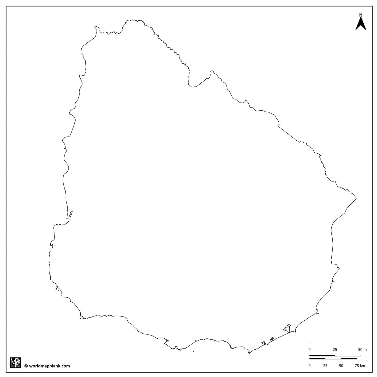 🇺🇾 Blank Map of Uruguay