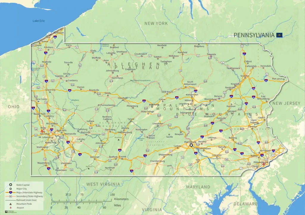 Printable Pennsylvania Map [PDF, JPEG, PNG]