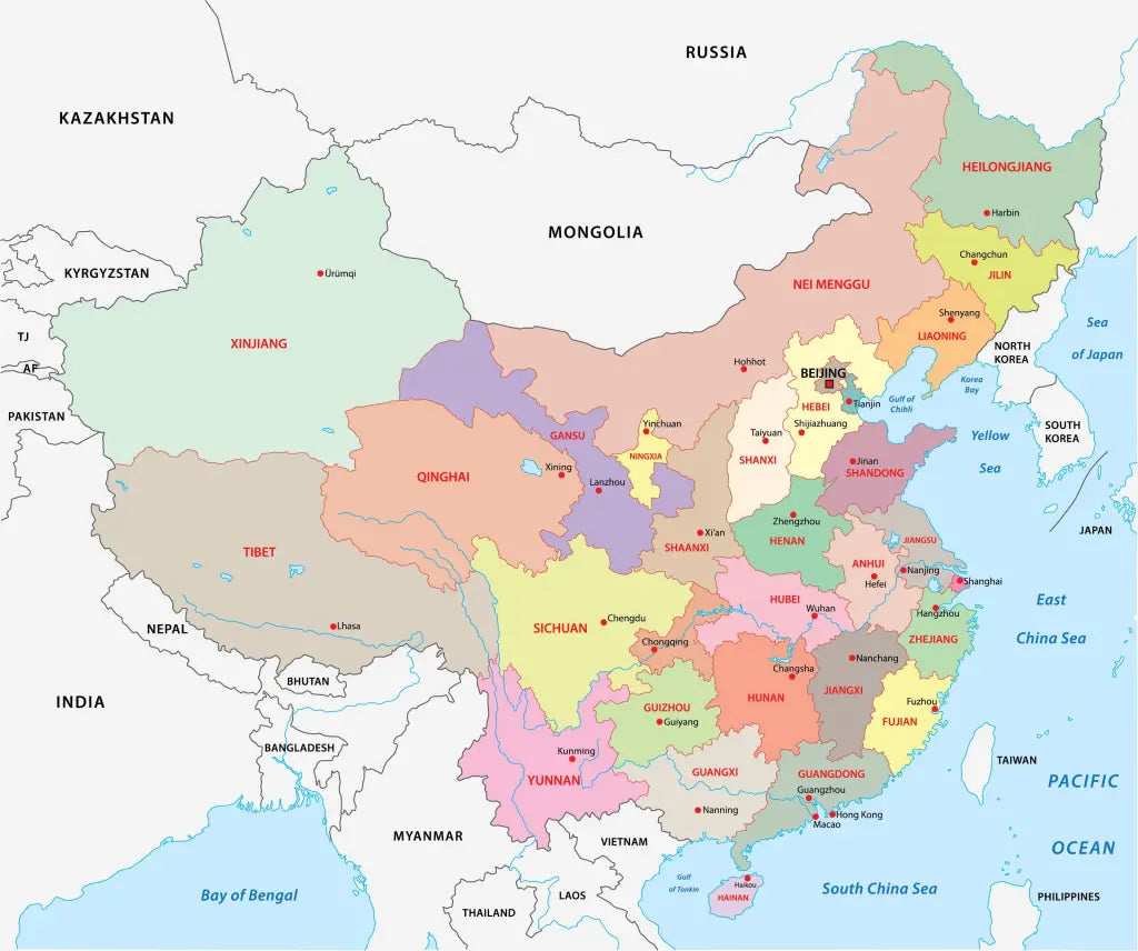 🇨🇳 Labeled Political Map of China