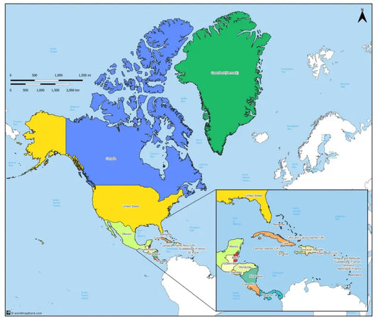 🌎 Labeled Political Map of North America