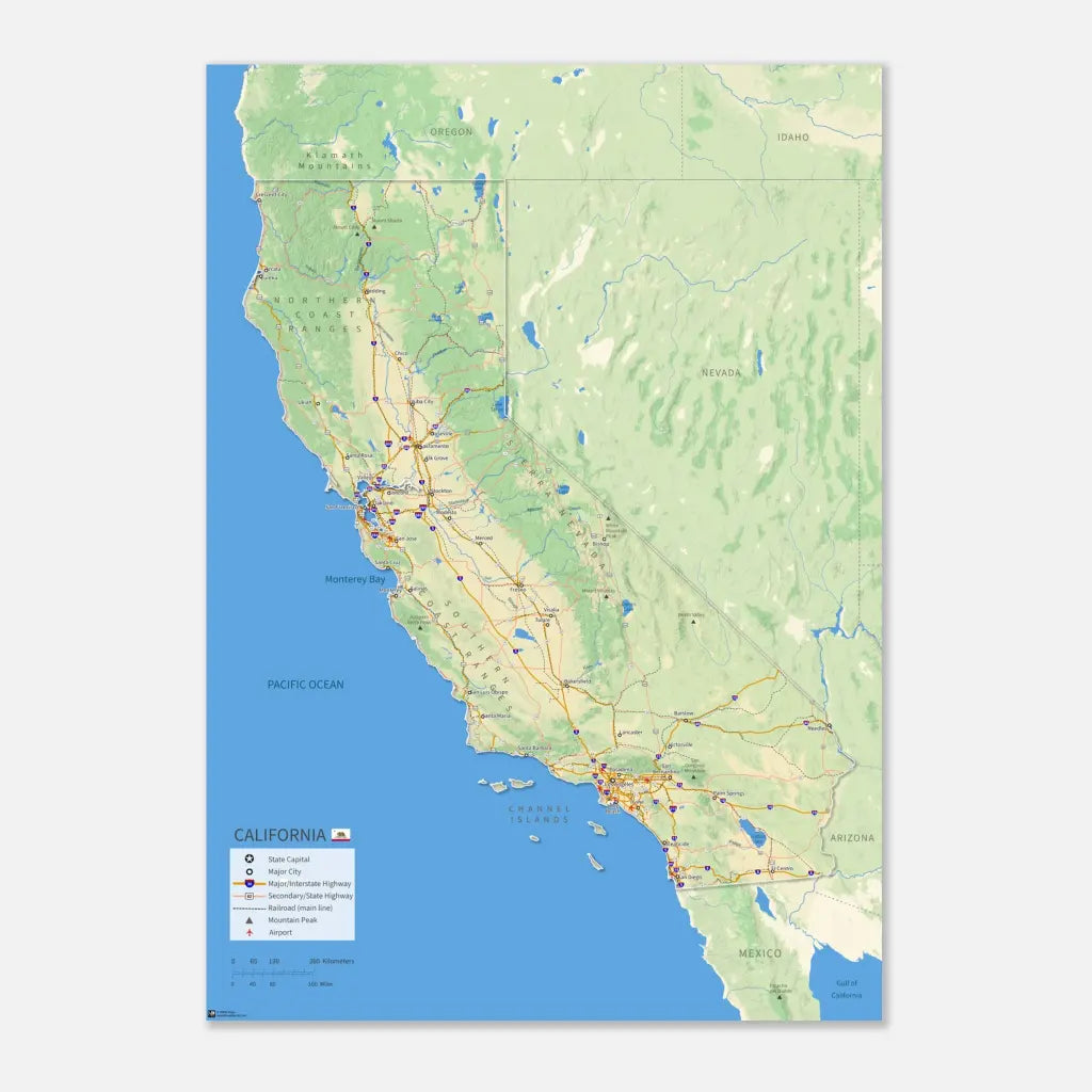 California Wall Map [Poster or Framed]