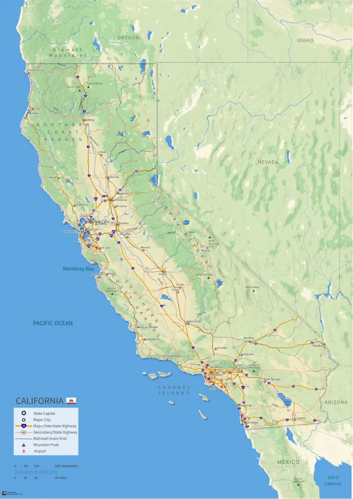 Printable California Map [PDF, JPEG, PNG]