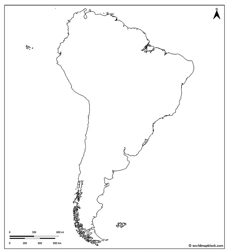 🌎 Blinde kaart van Zuid-Amerika