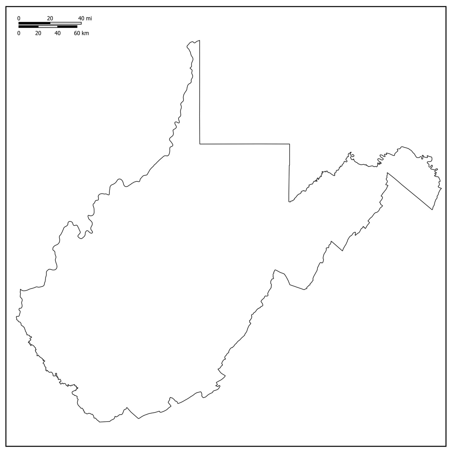 Blank Map of West Virginia