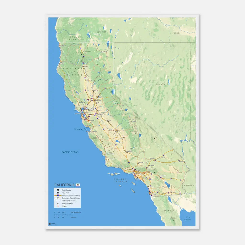 California Wall Map [Poster or Framed]