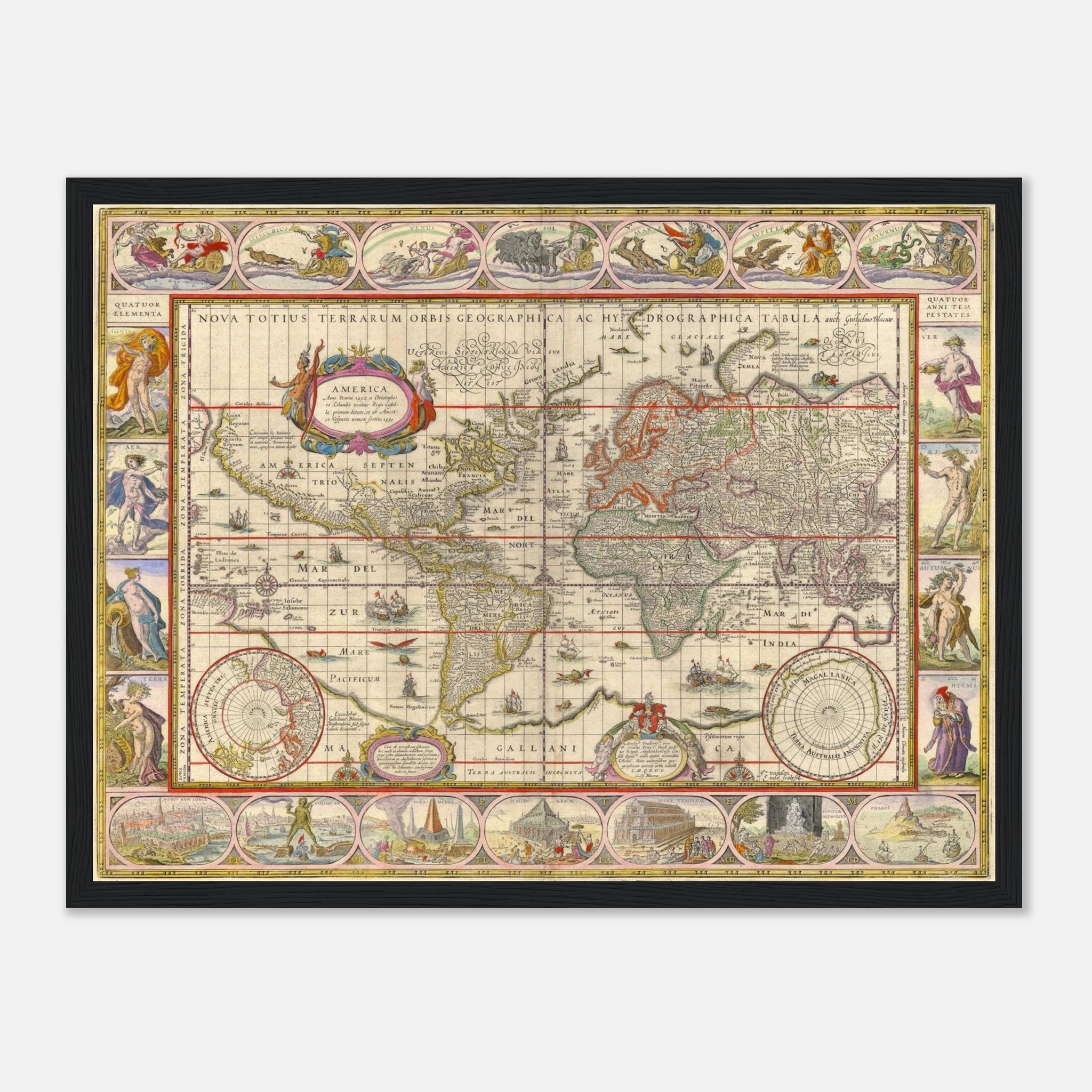 Tabula Geographica Orbis Terrarum (1606) by Willem Blaeu – Wooden Fram ...