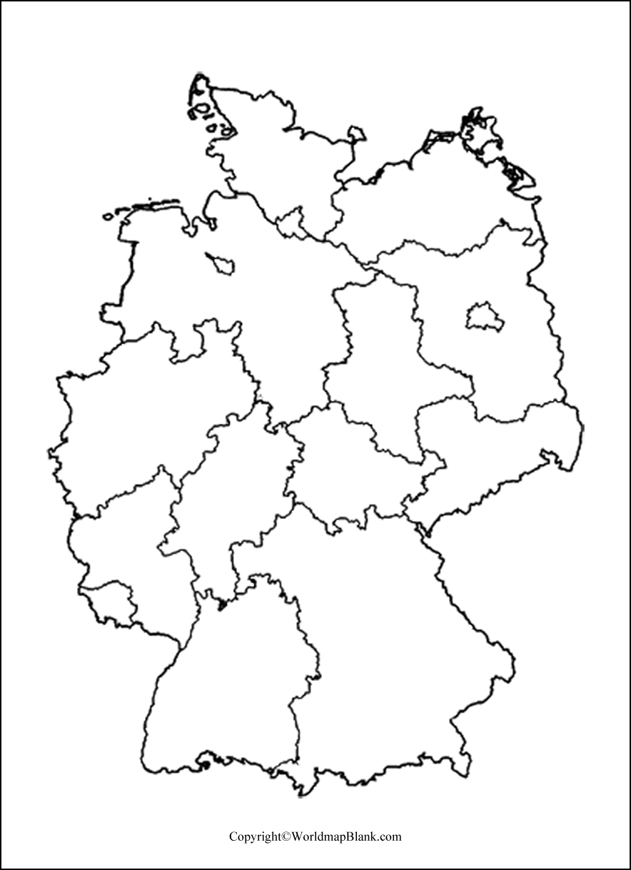 Mapa en blanco de Alemania con fronteras