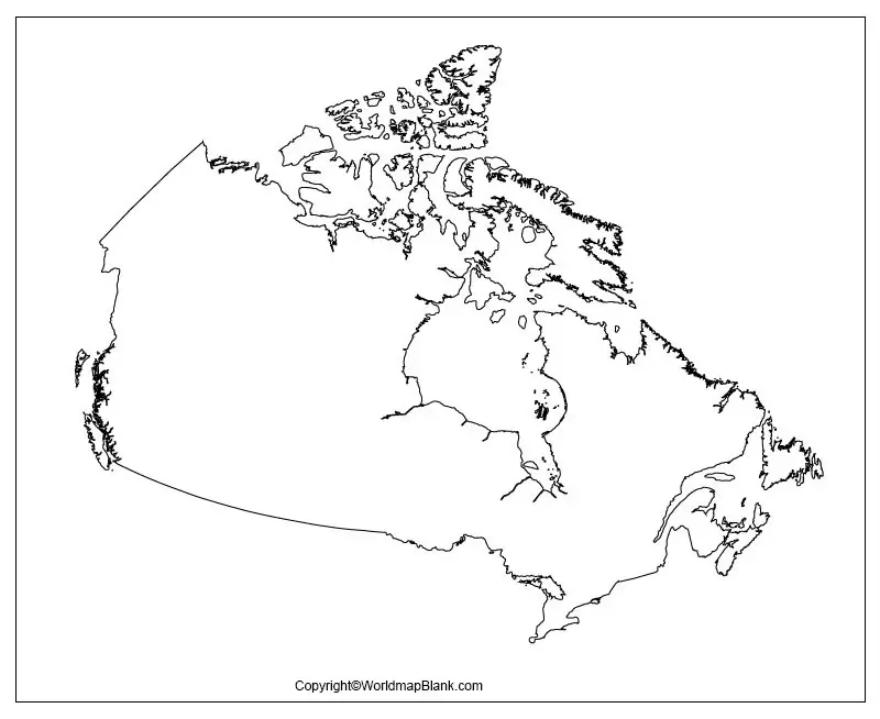 Stumme Karte von Kanada für Arbeitsblätter