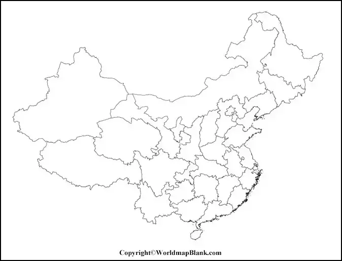 Map of China for Practice Worksheet