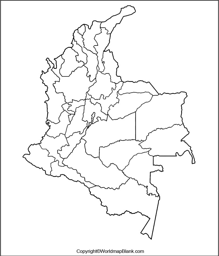 Map of Colombia for Practice Worksheet