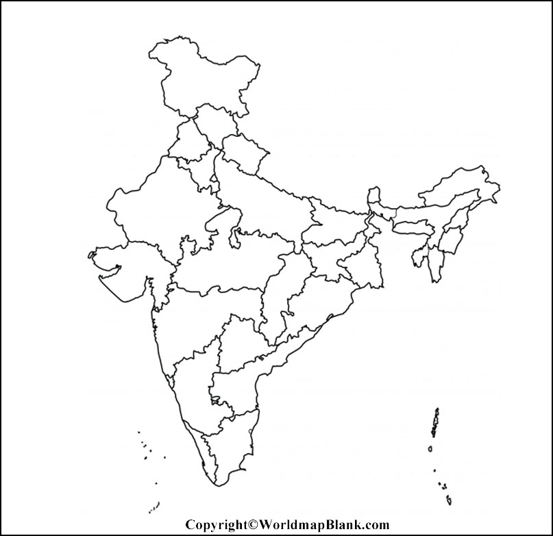 Printable Blank Map Of India Outline Transparent Png Map